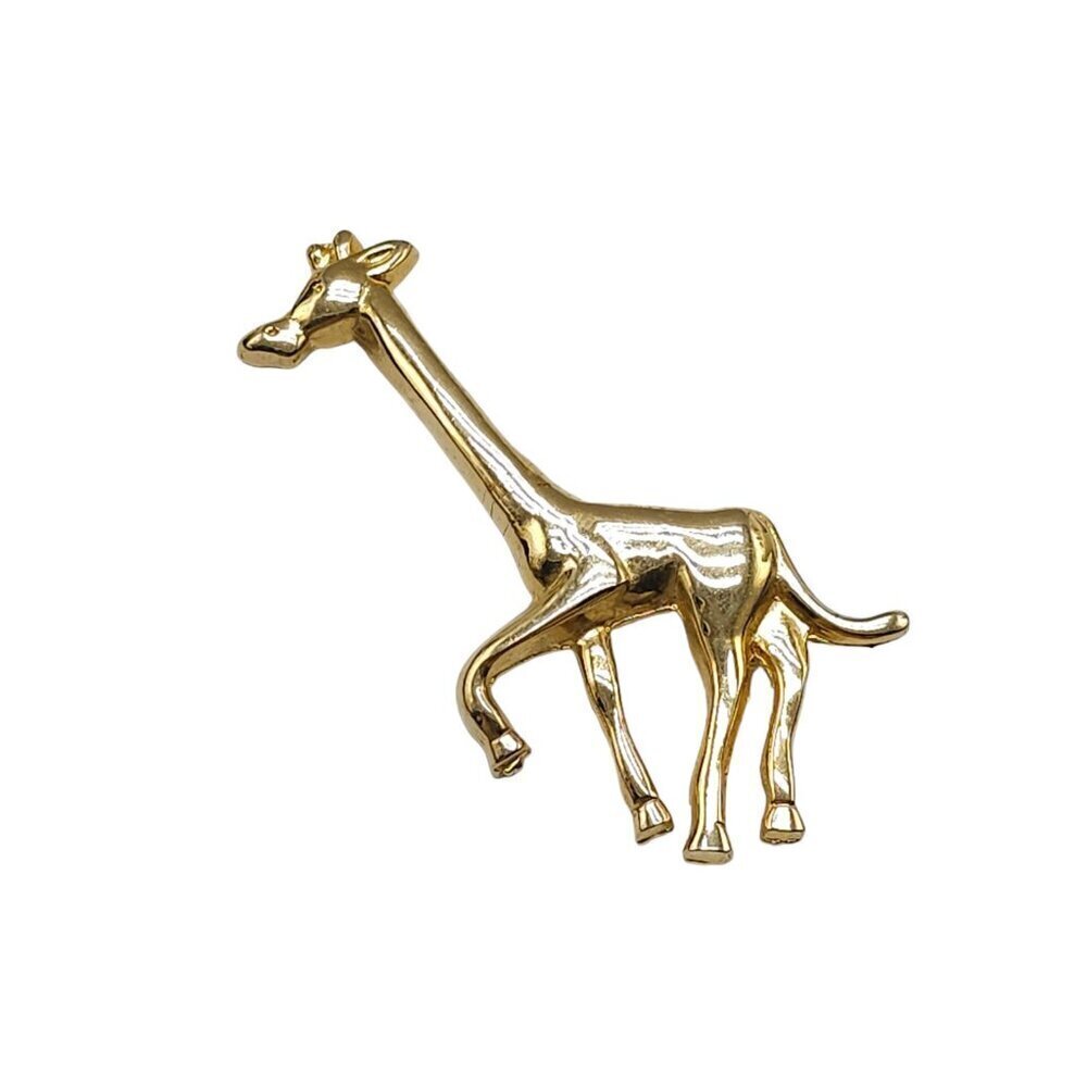 Gold Tone Running Large Giraffe Brooch Pin Vintage 2.5 inches